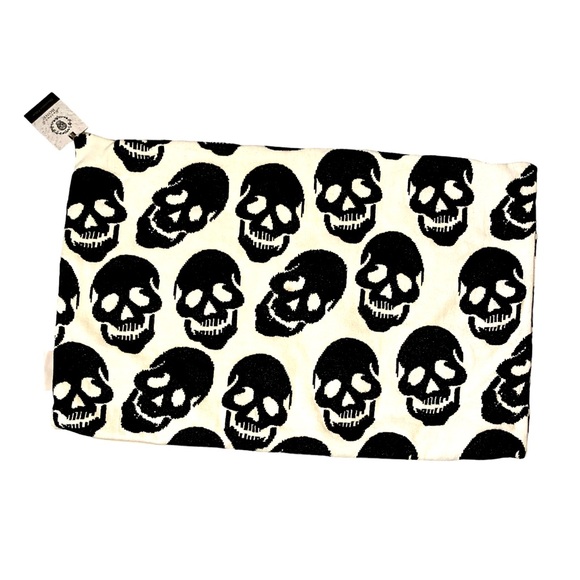 Mortar & Bone Skulls Pillow Cover 14” x 24” Ivory & Black Halloween Skeleton Fun - Picture 2 of 7